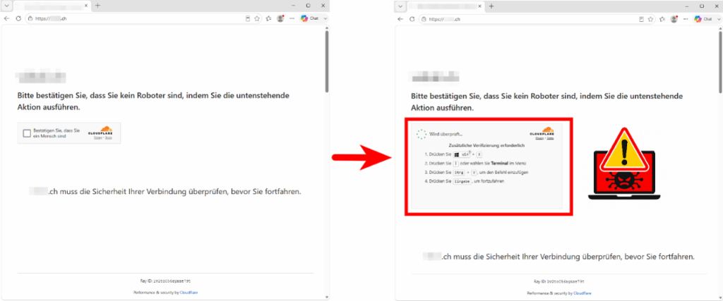 Screenshots mit gefälschten Captchas (vornehmlich Text).
