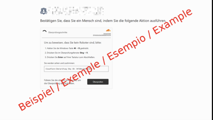 Das Bild zeigt ein Beispiel der "ClickFix"-Taktik