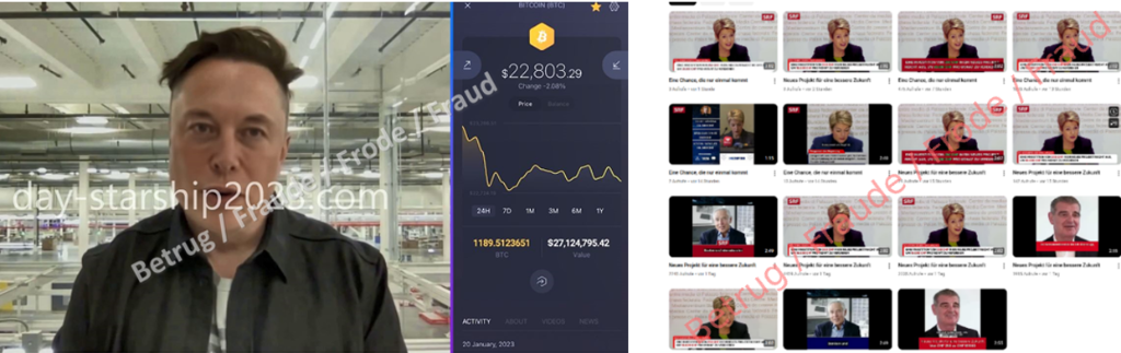 Deepfake-Video mit Elon Musks Konterfei aus dem Jahr 2023. Bild und Stimme wurden mit KI erstellt. (Source: BACS)