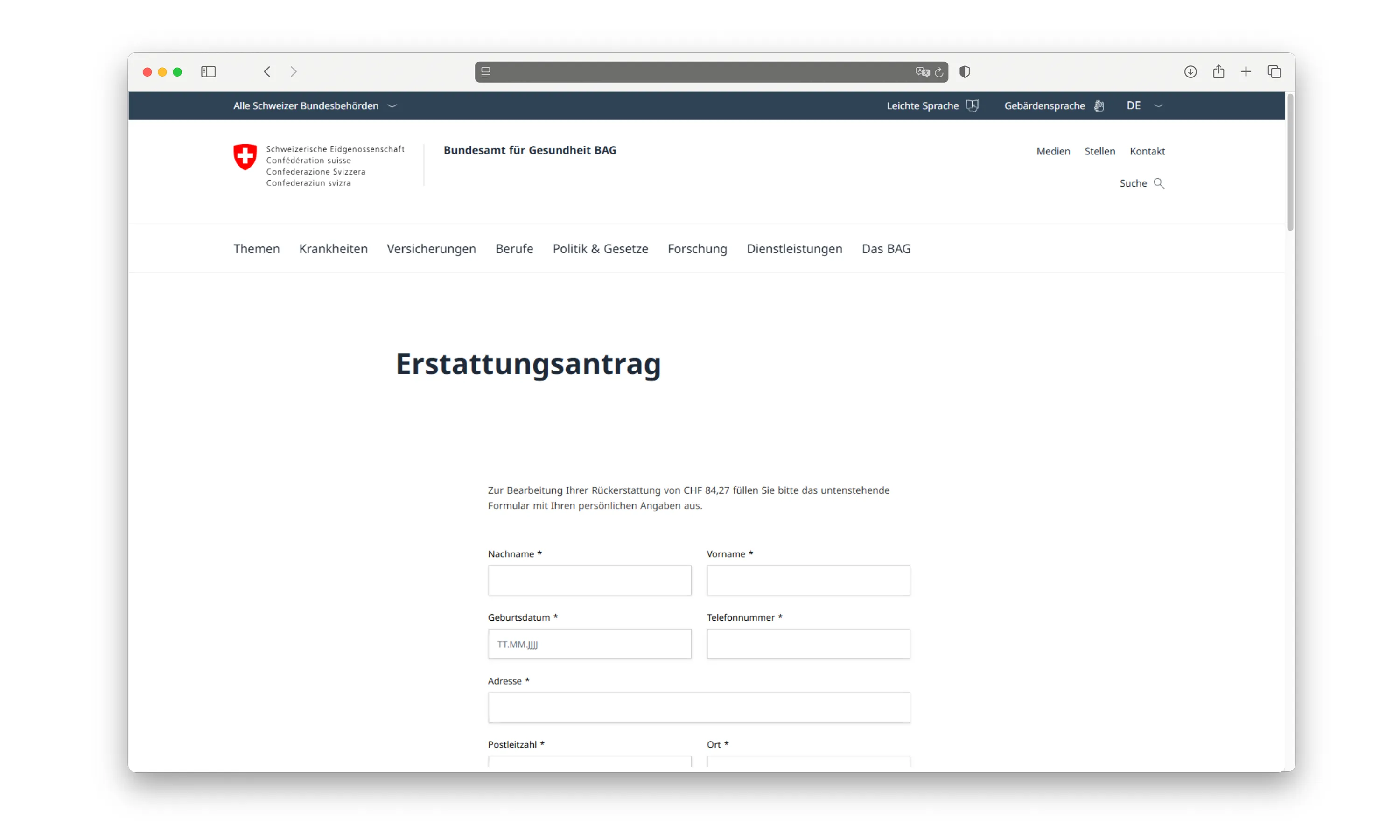 Bildschirmfoto des Inhalts der betrügerischen E-Mail.