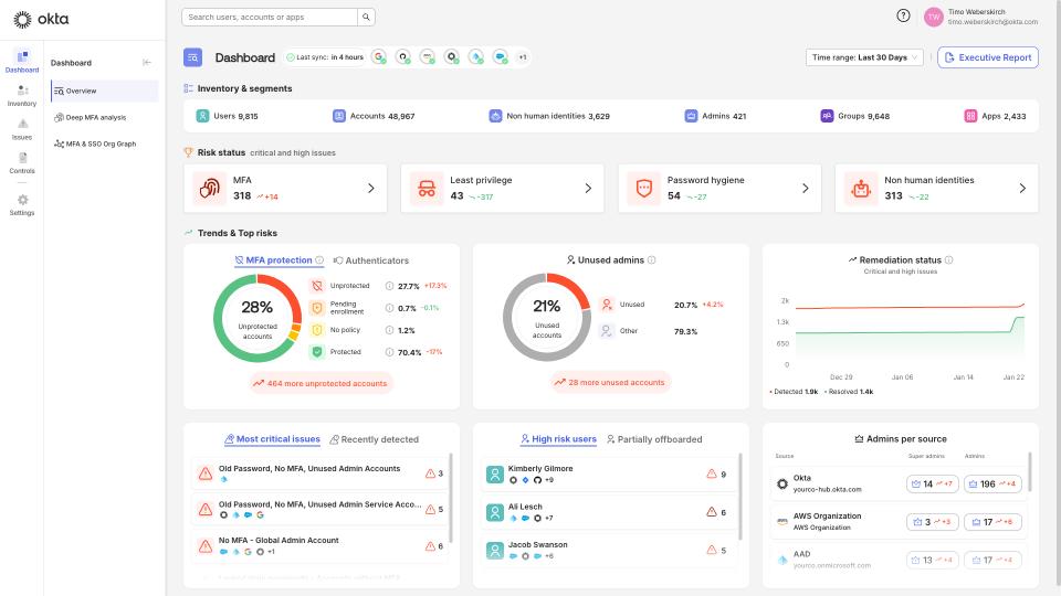 Teil des Webinars war auch eine Live-Demo der ISPM-Lösung von Okta. (Source: Screenshot)