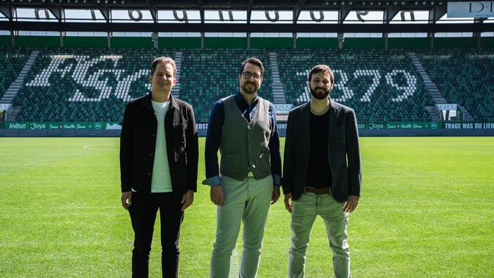 Ein starkes Team (v.l.n.r.): Sandro Dal Farra (Bereichsleiter Digital & ICT, FC St.Gallen 1879), Markus Kaiser (Sales & Marketing Manager, 4net AG und Sascha Mauchle (Leiter ICT, FC St.Gallen 1879)